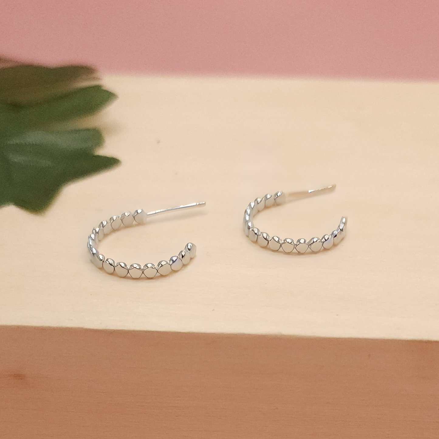 Pebble Hoop Stud Earrings