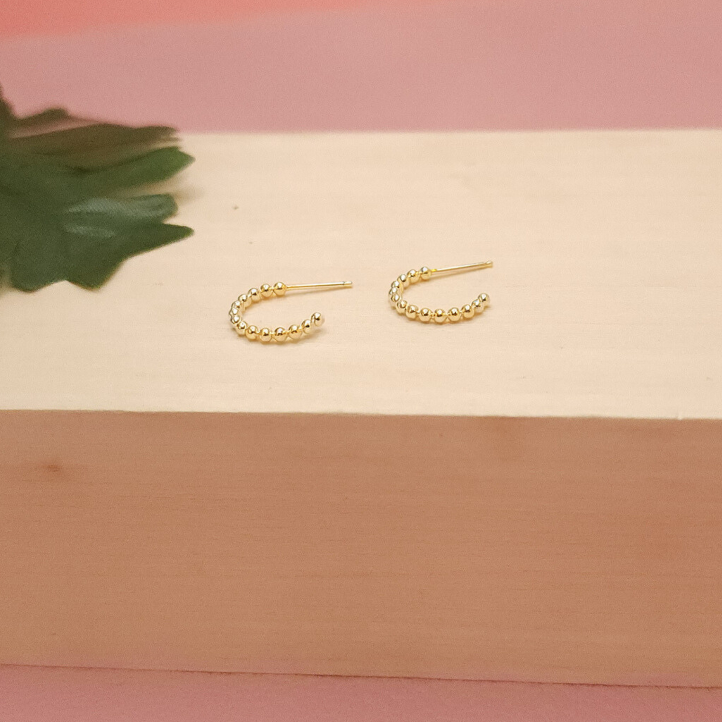 Beaded Huggie Hoop Earrings